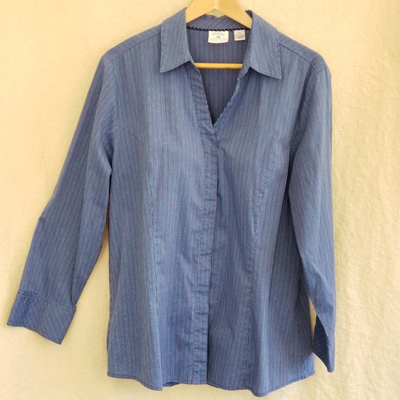 blue button down and jeans